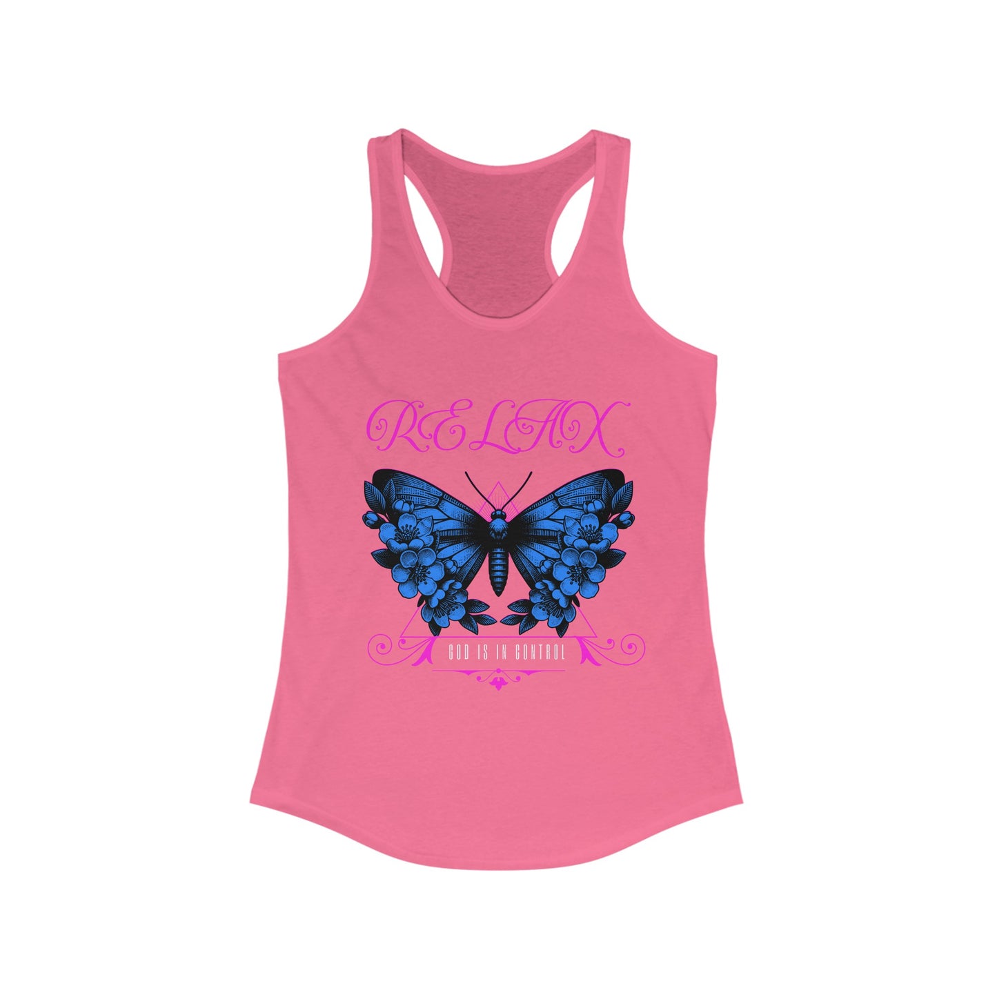Women's Racerback Tank-Relax God is in Control