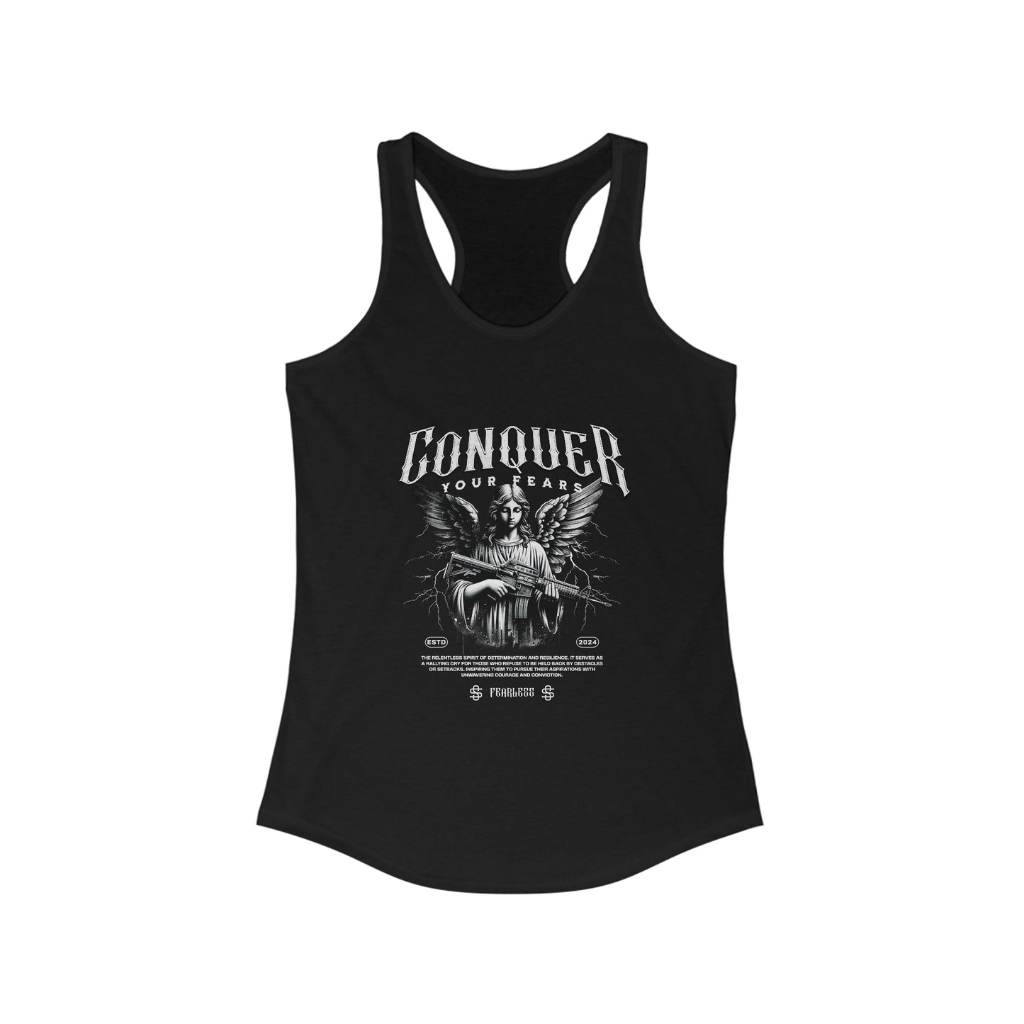 Conqueror Graphic Racerback Tank for Women - Inspirational Workout Top