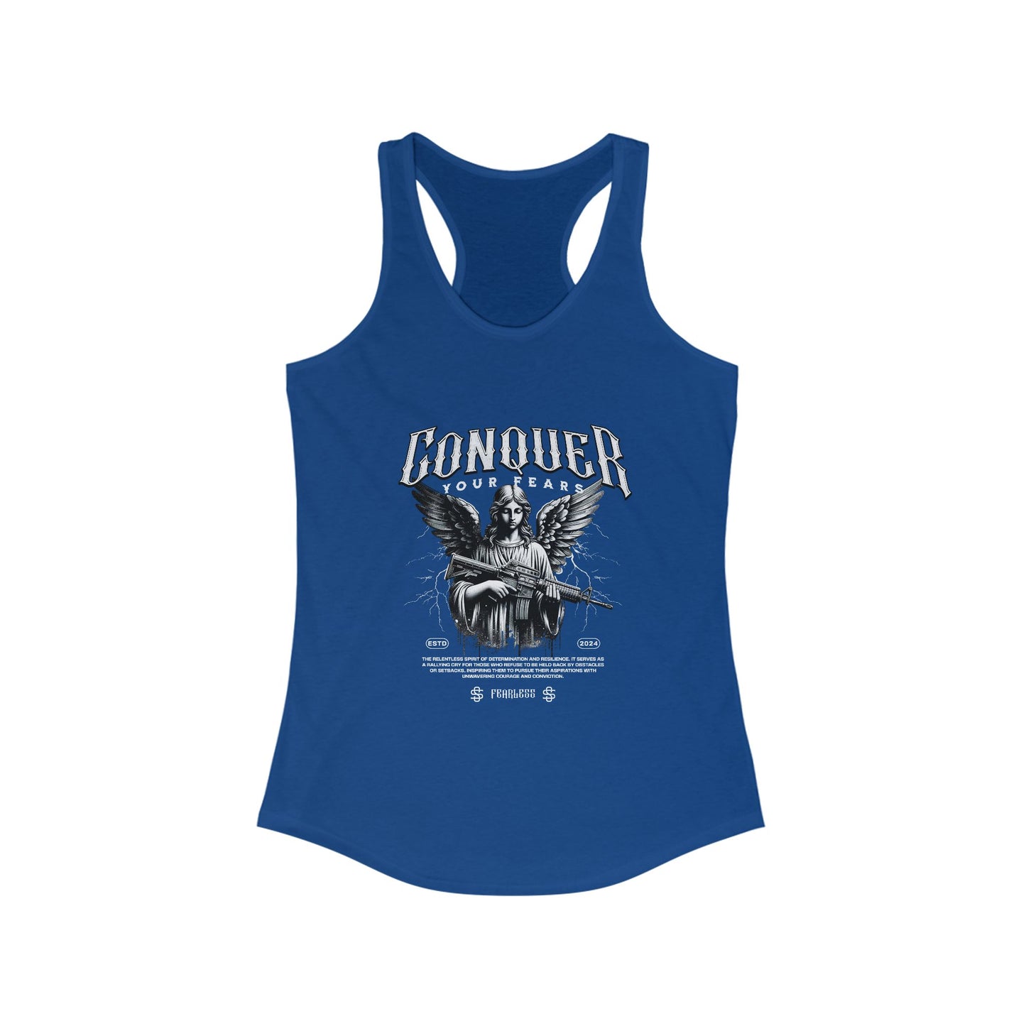 Conqueror Graphic Racerback Tank for Women - Inspirational Workout Top