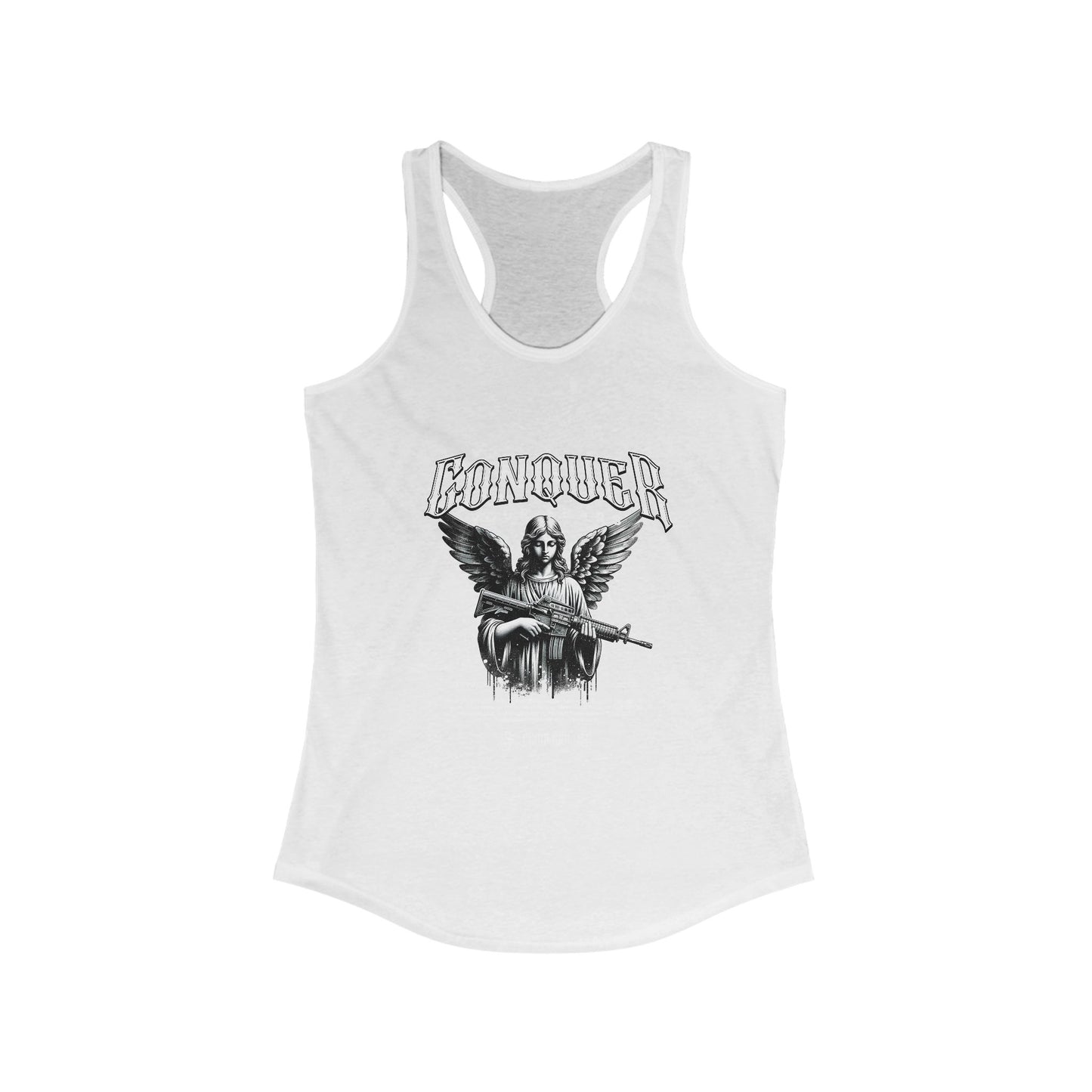 Conqueror Graphic Racerback Tank for Women - Inspirational Workout Top