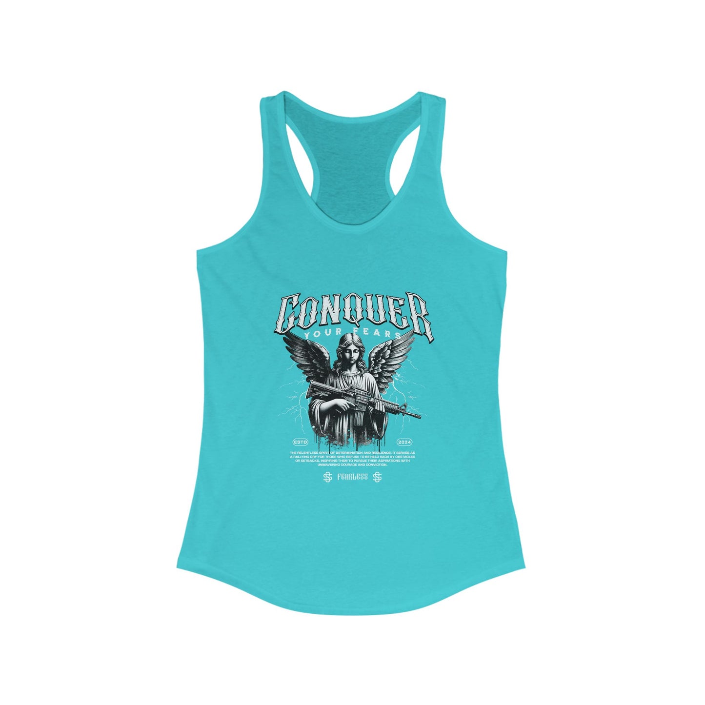 Conqueror Graphic Racerback Tank for Women - Inspirational Workout Top