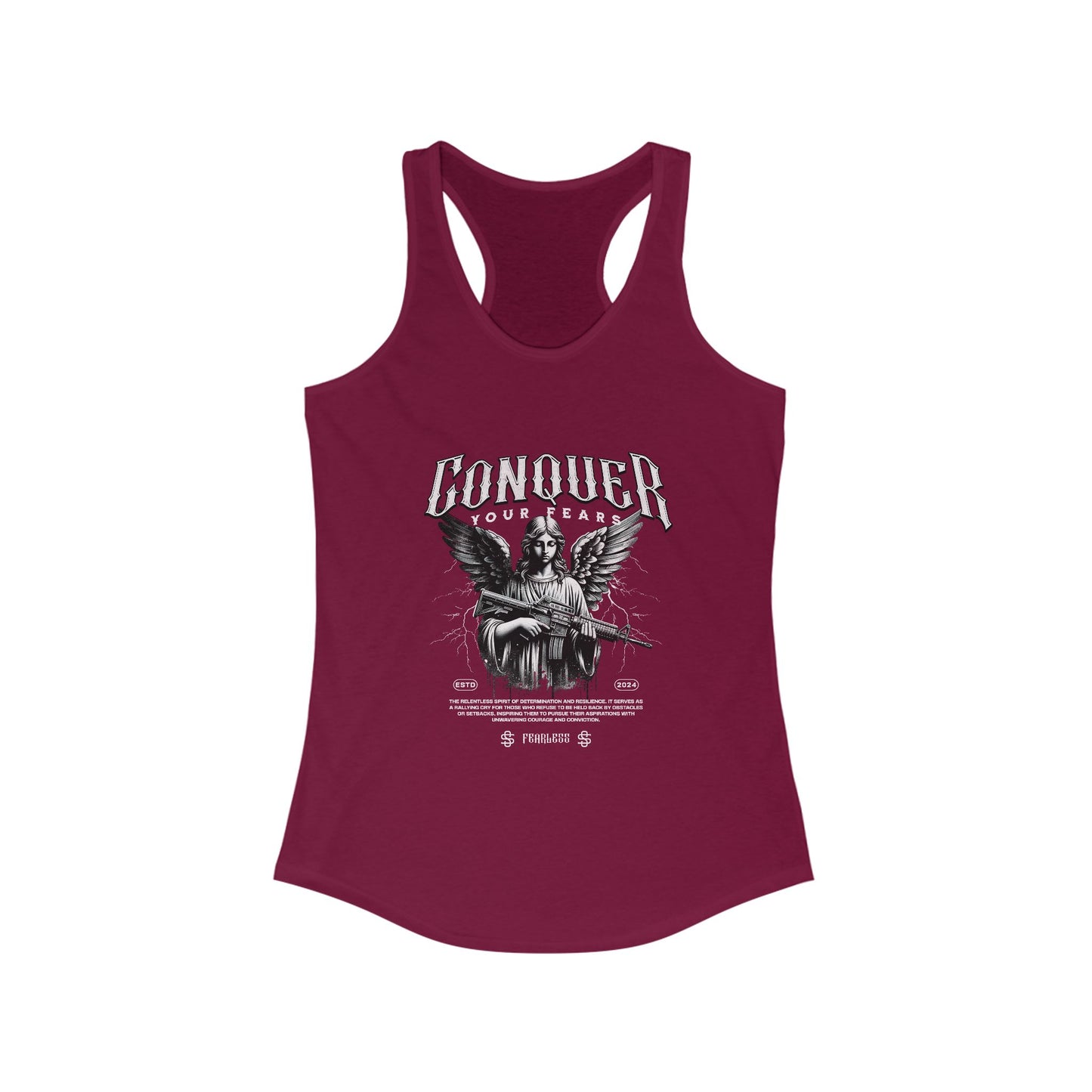 Conqueror Graphic Racerback Tank for Women - Inspirational Workout Top
