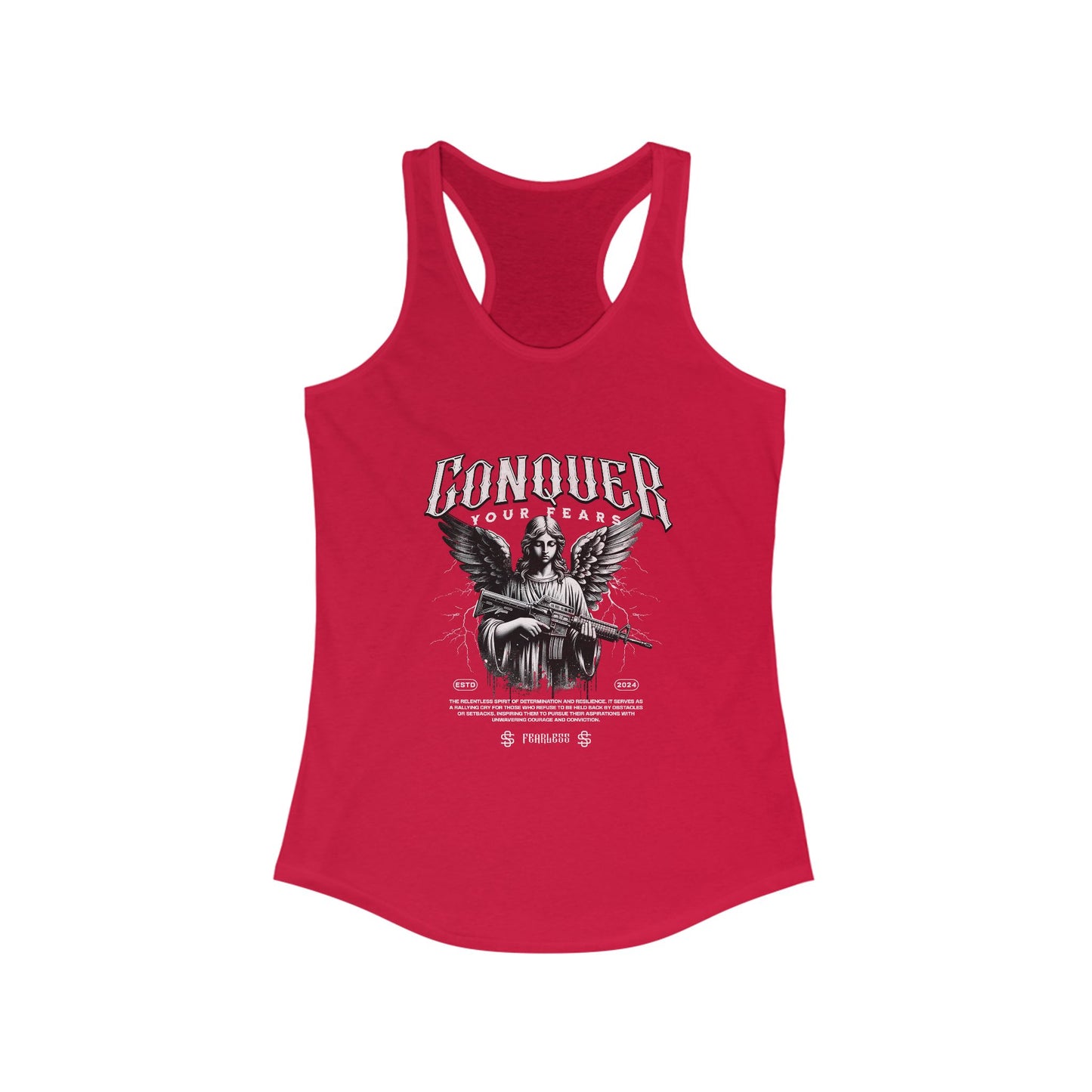 Conqueror Graphic Racerback Tank for Women - Inspirational Workout Top