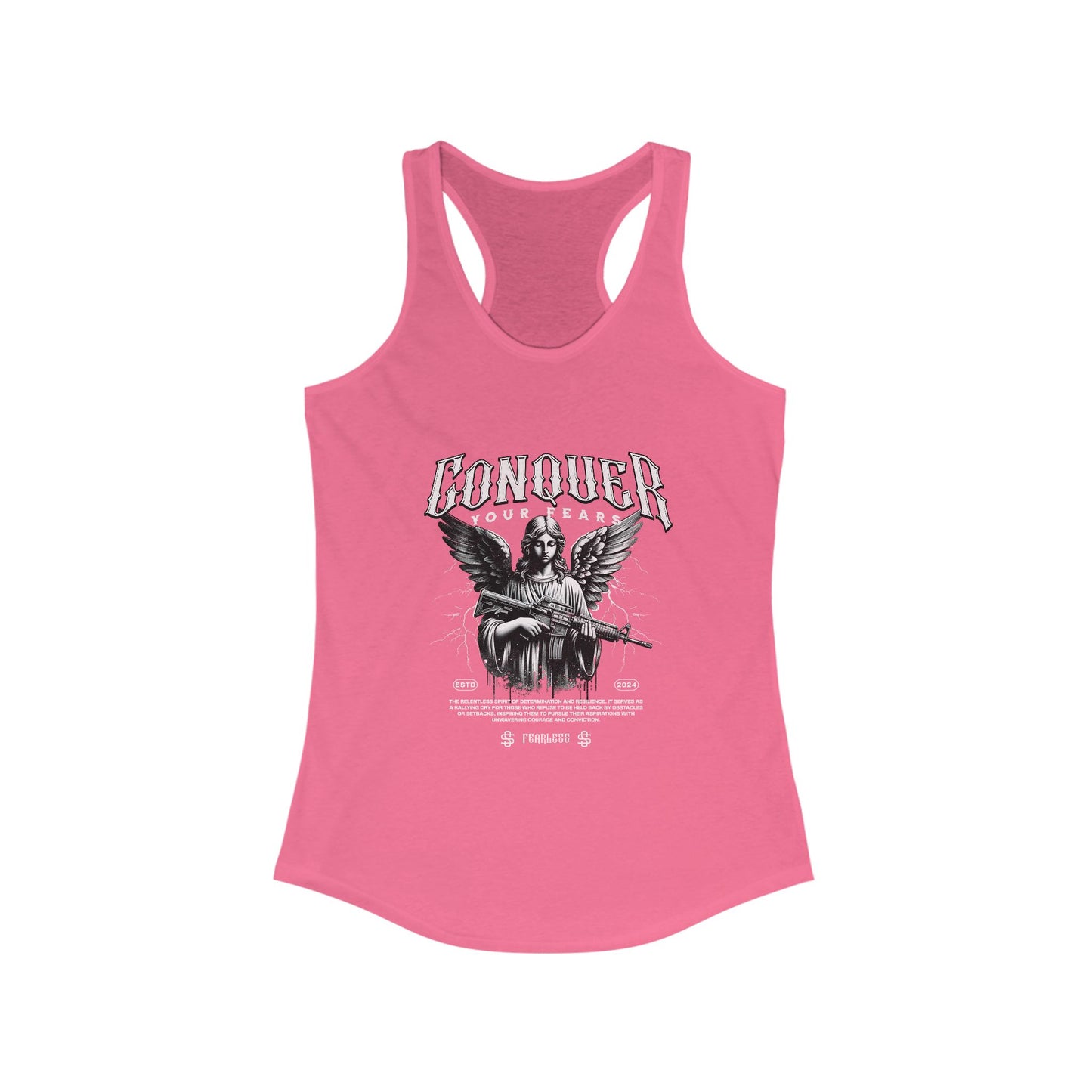Conqueror Graphic Racerback Tank for Women - Inspirational Workout Top