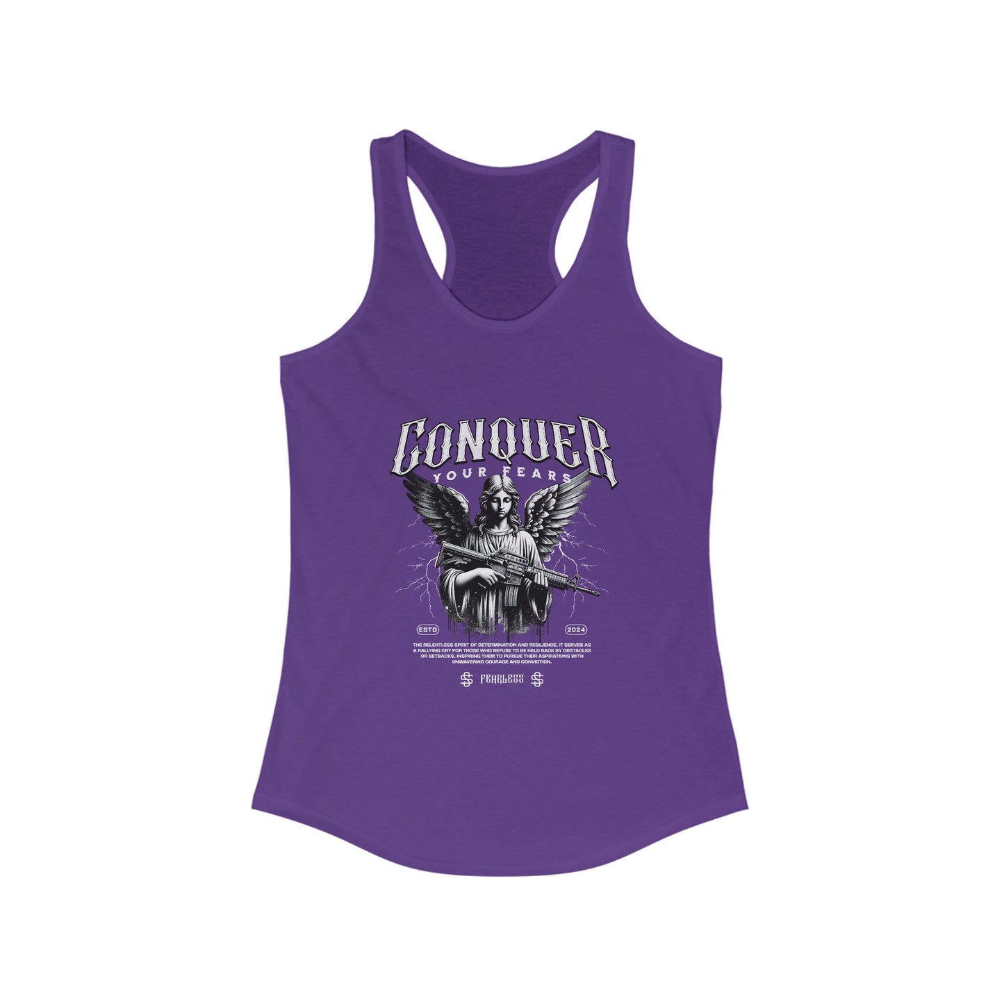 Conqueror Graphic Racerback Tank for Women - Inspirational Workout Top