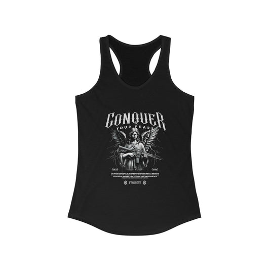 Conqueror Graphic Racerback Tank for Women - Inspirational Workout Top